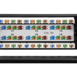 Category 5e 19-inch 1U 24xRJ45 UTP Patch Panel black with cable-mounting bracket