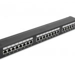 Patch panel kategoria 5e 19 cali 1U 24xRJ45 FTP czarny z półką