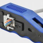 Crimping tool for EZ RJ45 straight-through plugs