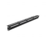 Category 5e 19-inch 1U 24xRJ45 UTP Patch Panel black with cable-mounting bracket