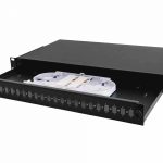 19″ 1U fiber optic distribution panel, 24x SC simplex/LC duplex, equipped