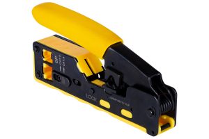 Crimping tool for BW and EZ RJ45 pass-through plugs
