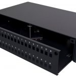 19″ 2U fiber optic distribution panel, 48x SC simplex/LC duplex, slide version, empty