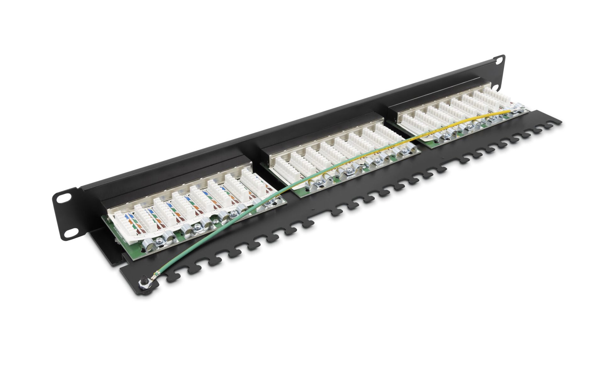 Patch panel kategoria 6 19 cali 1U, 24xRJ45 FTP czarny z półką