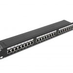 Patch panel kategoria 6 19 cali 1U, 24xRJ45 FTP czarny z półką