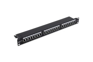 Patch panel kategoria 6 19 cali 1U 24xRJ45 UTP czarny z półką