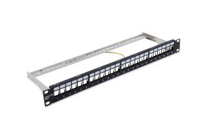 Patch panel niewyposażony 19 cali 1U 24 porty, czarny